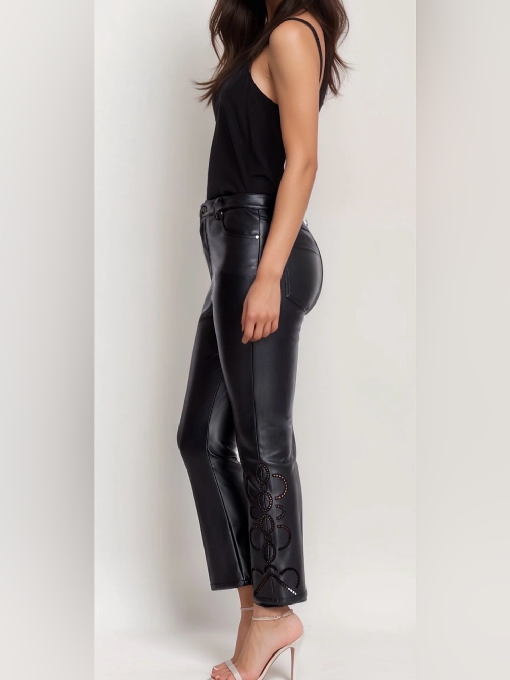Johnny Was Black The Cropped Baby Boot Vegan Leather Pant Sz31